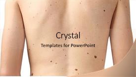  Presentation with young man on the phone - Theme enhanced with melanoma - young man with birthmarks background and a coral colored foreground