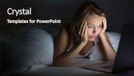  Presentation with woman sad - Audience pleasing slide deck consisting of melatonin - pretty young woman watching something backdrop and a dark gray colored foreground