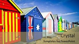  Presentation with melbourne - Colorful presentation theme enhanced with melbourne - bathing boxes at brighton beach backdrop and a coral colored foreground