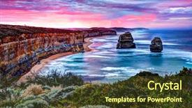  Presentation with ocean - PPT theme having melbourne - twelve apostles great ocean road background and a tawny brown colored foreground