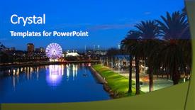  Presentation with melbourne - Audience pleasing theme consisting of melbourne at night view backdrop and a cobalt blue colored foreground