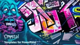  Presentation with urban art - Beautiful slide deck featuring melbourne-aug-28-street-art backdrop and a ocean colored foreground