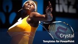  Presentation with title - Theme with melbourne-australia-january-23-serena background and a navy blue colored foreground