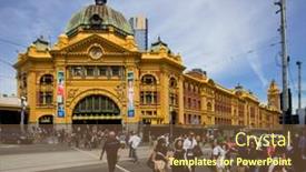  Presentation with australia melbourne - Audience pleasing PPT theme consisting of melbourne-australia-october-29-iconic backdrop and a tawny brown colored foreground