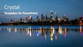  Presentation with melbourne - Presentation design consisting of melbourne-australia-skyline-at-night background and a teal colored foreground