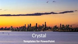  Presentation with australia melbourne - Amazing theme having melbourne australia skyline at sunset backdrop and a gray colored foreground