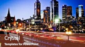  Presentation with melbourne - Beautiful slide set featuring melbourne by night backdrop and a tawny brown colored foreground