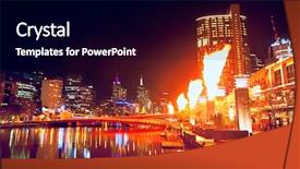  Presentation with melbourne - Amazing slide deck having melbourne city scene at night backdrop and a black colored foreground