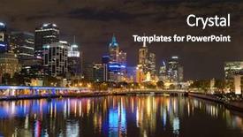  Presentation with melbourne - Cool new PPT theme with melbourne city skyline at night backdrop and a dark gray colored foreground