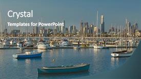  Presentation with melbourne - Cool new slide deck with melbourne city view from st kilda backdrop and a seafoam green colored foreground