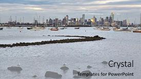 Presentation with melbourne - Colorful PPT layouts enhanced with melbourne city view from st kilda backdrop and a light gray colored foreground