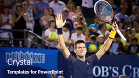  Presentation with win win - Beautiful presentation featuring melbourne-january-24-novak-djokovic backdrop and a navy blue colored foreground