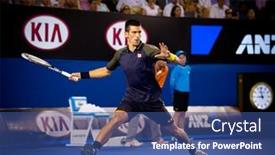  Presentation with win - Presentation theme with melbourne-january-24-novak-djokovic background and a ocean colored foreground