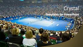  Presentation with australia melbourne - Colorful presentation theme enhanced with melbourne-january-26-crowd backdrop and a ocean colored foreground