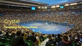  Presentation with melbourne - Amazing PPT theme having melbourne-january-26-crowd backdrop and a tawny brown colored foreground