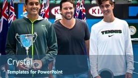  Presentation with title - Cool new PPT layouts with melbourne-january-26-nick-kyrgios backdrop and a ocean colored foreground