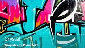  Presentation with street art graffiti - Beautiful PPT theme featuring detail of roasted meat on top a barbeque backdrop and a light blue colored foreground