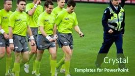  Presentation with umpires - Cool new PPT layouts with office lobby with a reception desk visualization backdrop and a light gray colored foreground