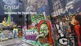  Presentation with australia melbourne - Slide set with melbourne-march-31-street-art background and a ocean colored foreground