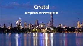  Presentation with cbd - Amazing presentation theme having melbourne night cbd panorama backdrop and a ocean colored foreground