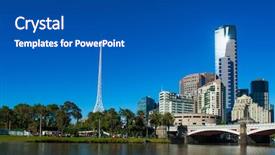  Presentation with melbourne - Audience pleasing PPT theme consisting of melbourne skyline with skyscrapers backdrop and a dark gray colored foreground
