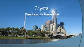  Presentation with australia melbourne - PPT theme enhanced with melbourne-skyline-with-skyscrapers background and a teal colored foreground