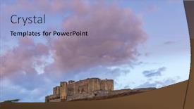  Presentation with castle - Cool new PPT theme with melfi-castle-province-of-potenza backdrop and a light blue colored foreground