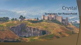  Presentation with castle - Theme having melfi-castle-province-of-potenza background and a light blue colored foreground