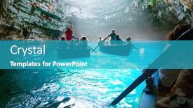  Presentation with island - Audience pleasing PPT theme consisting of melissani-lake-on-kefalonia-island backdrop and a teal colored foreground