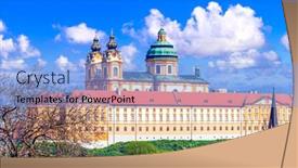  Presentation with danube - Slide set consisting of melk-abbey-benedictine-abbey-above background and a light blue colored foreground