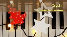  Presentation with piano keyboard - Audience pleasing slides consisting of melody - piano keyboard with christmas decoration backdrop and a tawny brown colored foreground