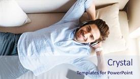  Presentation with mobile home - Colorful slide set enhanced with melody - top view of a smiling backdrop and a sky blue colored foreground