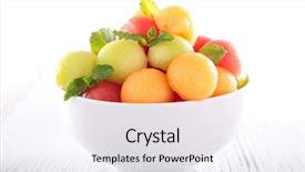  Presentation with salad - Beautiful slide deck featuring melon - fruit salad in bowl backdrop and a sky blue colored foreground
