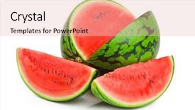  Presentation with melon - PPT theme having melon - watermelon isolated on white background background and a lemonade colored foreground