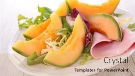  Presentation with melon - Cool new PPT theme with melon an ham backdrop and a yellow colored foreground