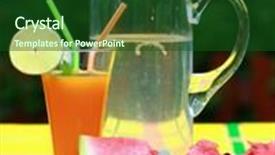  Presentation with melon - Colorful slide deck enhanced with melon and drink backdrop and a forest green colored foreground