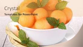  Presentation with melon - PPT layouts featuring spring flowers muscari armeniacum growing in the forest background and a mint green colored foreground