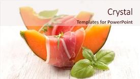  Presentation with melon - Audience pleasing PPT layouts consisting of melon and prosciutto ham backdrop and a lemonade colored foreground