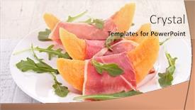  Presentation with melon - Slide set having melon and prosciutto ham background and a lemonade colored foreground