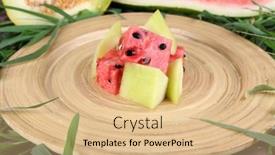  Presentation with water bamboo - Presentation theme having melon-and-water-melon background and a coral colored foreground