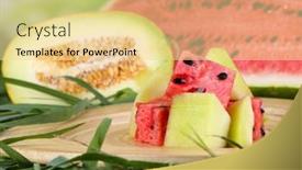  Presentation with water bamboo - Audience pleasing presentation design consisting of melon-and-water-melon backdrop and a blonde colored foreground