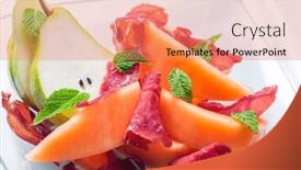  Presentation with pear - Presentation theme consisting of melon-cantaloupe-and-pear background and a coral colored foreground
