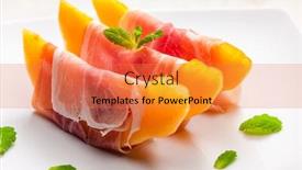  Presentation with melon - Beautiful presentation featuring melon-cantaloupe-with-smoked-ham backdrop and a coral colored foreground