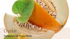  Presentation with fruit melon - Audience pleasing presentation design consisting of melon-fruit-with-flowers backdrop and a yellow colored foreground