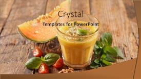  Presentation with melon - Slide set enhanced with melon-gazpacho-with-basil background and a coral colored foreground