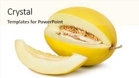  Presentation with melon - Presentation theme consisting of melon on isolated on white background and a blonde colored foreground