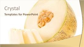 Presentation with melon - Theme consisting of melon-on-white-background background and a cream colored foreground