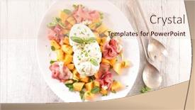  Presentation with melon - Presentation featuring melon-salad-with-mozzarella background and a lemonade colored foreground