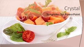  Presentation with melon - Theme featuring melon-salad background and a coral colored foreground