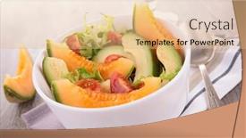  Presentation with melon - Theme having melon-salad background and a coral colored foreground
